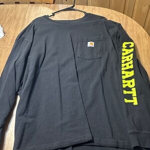 Carhartt Black Shirt with Yellow Logo Sleeve